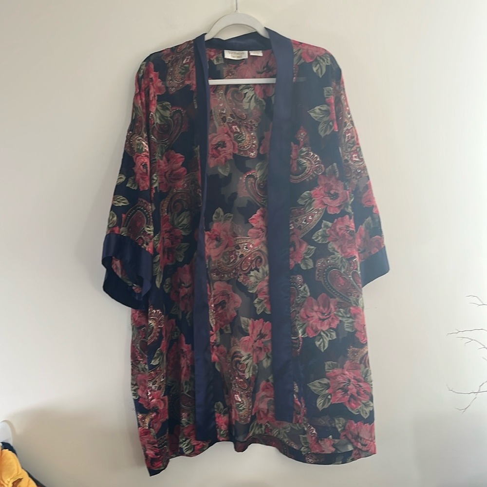 Vintage Victoria's Secret Gold Label Dressing Gown Robe Kimono OS Floral Paisley